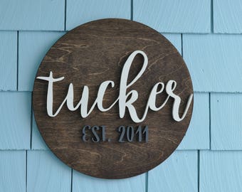 Family Established Sign, Last Name, Custom Wedding Gift, Housewarming Gift, 3D, Wedding Established Wall Hanging, 14 inch Round
