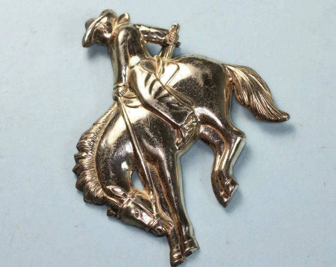 Cowboy and Western Horse Brooch Bucking Bronco Sterling Silver Vintage