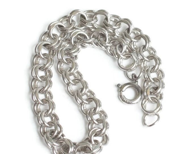 Sterling Silver Double Curb Link Charm Bracelet Starter Bracelet