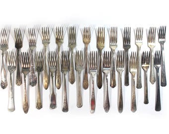 Set of 25 Silver Plate Scrap Dinner Forks • Craft Supplies