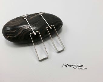 Silver Earrings, Silver Rectangle Earrings, Geometric Earrings, Handmade by RiverGum Jewellery