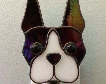 Boston Terrier Stained Glass Dog Night Light