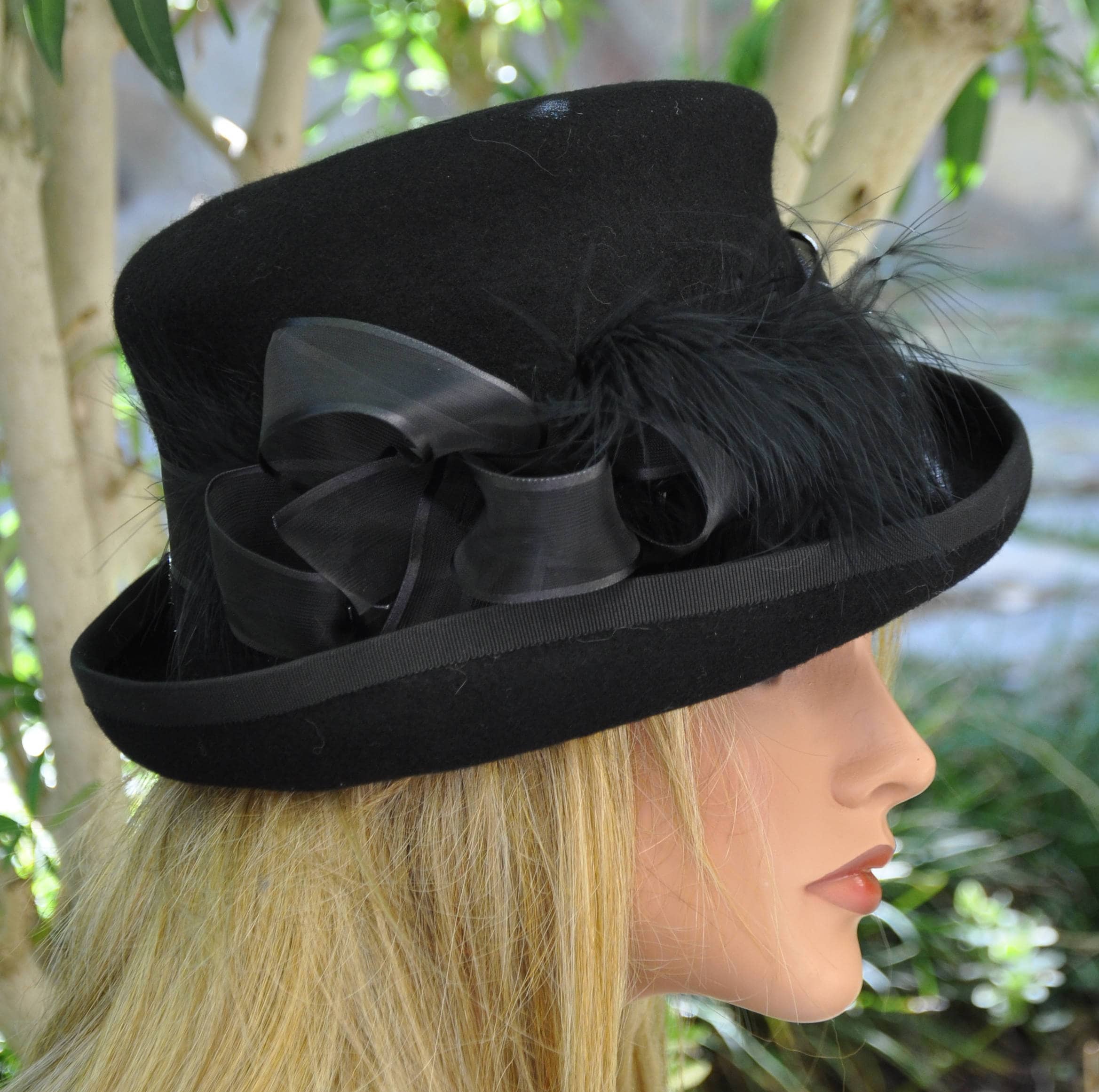 Black Winter Hat, Ladies Winter Hat, Women's Black Hat, Formal Hat, Top