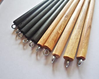 BULK Six Inch Wooden Hair Sticks with Silver Loops - Bulk / Wholesale - Set of 50 or 100 - Brown, Black, or Mixed