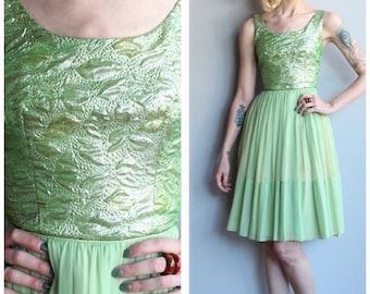 20% Off Sale // 1960s Dress // Chiffon & Brocade Party Dress // vintage 60s dress