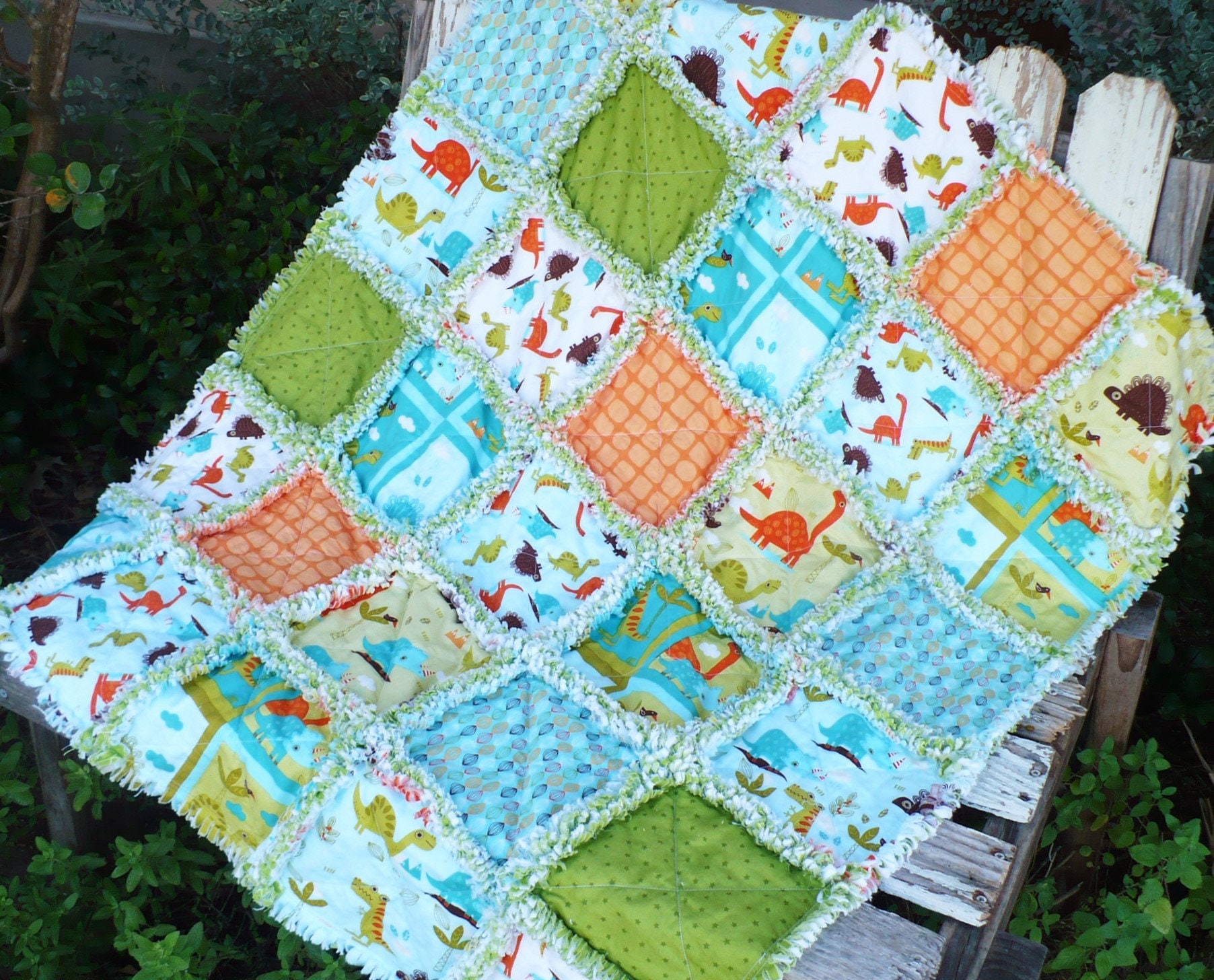 baby-rag-quilt-boy-crib-quilt-blanket-bright-dinosaur-quilt