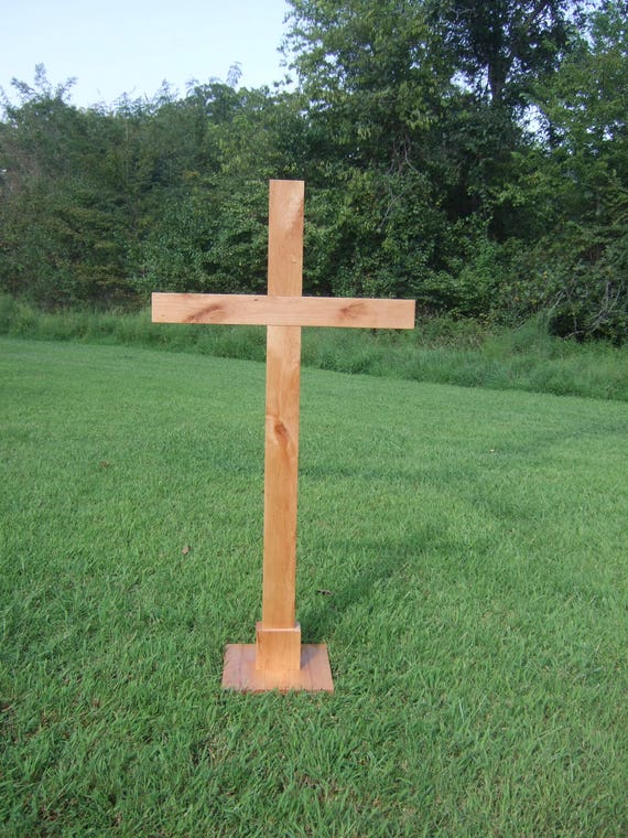6 Foot Large Alder Wood Cross with Stand Wedding Church Jesus