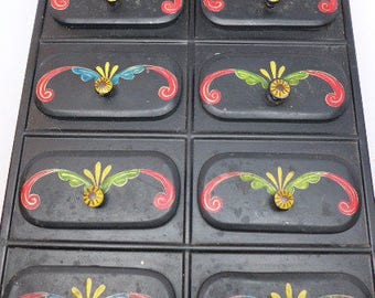 Vintage Hand Painted Tin Space Drawers