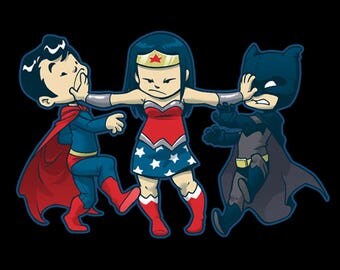 Super Childish TEE, Kids and Babies Sizes, Girl Power, Cute, Superheros, Comics, Wonder Woman, Batman, Superman, FREE SHIPPING