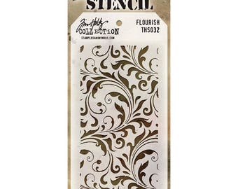 Tim Holtz Collection, Flourish Stencil, Scrapbooking, Mixed Media, Card Making, Template, Masking,Mini Album,