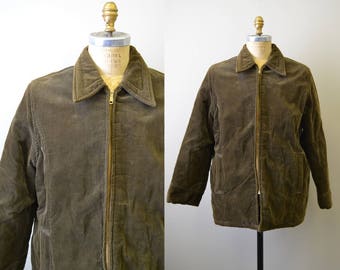 1970s Envoy Olive Green Corduroy Coat