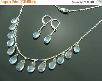 Sky Blue Topaz Sterling Silver Necklace and Earrings Set