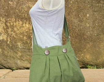 On Sale 20% off Grass green canvas messenger bag, shoulder bag, diaper bag, travel bag cross body bag with buttons, zipper closure