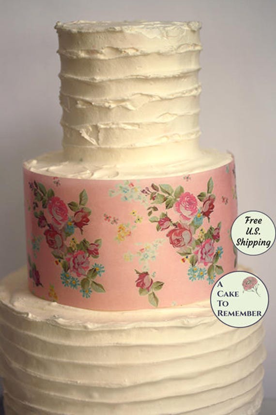 Three full sheets of printed wafer paper with bunches of vintage roses