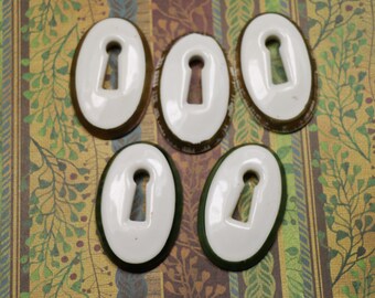 1 Vintage Large Porcelain Escutcheon Keyhole