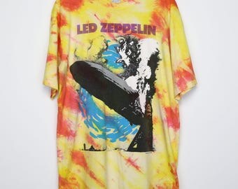 Led Zeppelin Shirt Vintage tshirt 1990 Tie Dye Tee 1990s Jimmy Page John Paul Jones Robert Plant John Bonham Band Music Blues Folk Rock