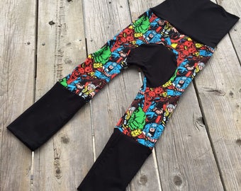Maxaloones Grow with me pant pantalon évolutif cloth diaper pants Avengers geek baby