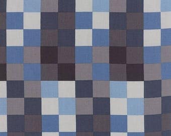 12% off thru July SERENITY- Moda fabric by the half yard - AMY ELLIS-stone gray indigo blue squares checks 100 Percent quilt weight cotton