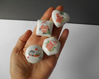 Minature Christmas Candles in ceramic Cute Kitsch Vintage Fetive Holiday Decorations