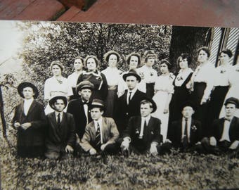 Early 1900's RPPC - Real Photo Postcard - Group Photo - Young Men and Ladies