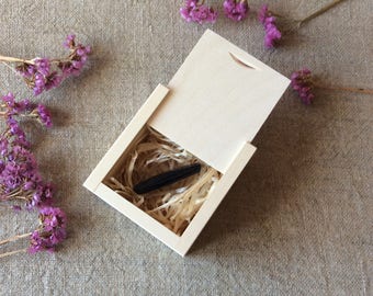 Wooden USB Box, Set of 10, Sliding Lid Boxes, USB Wooden Case, Unfinished Wood Square Box, Wedding USB Case