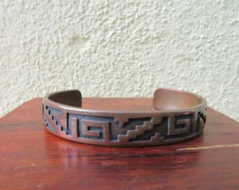 Copper Bracelet Vintage Copper Cuff Bracelet Tribal Skinny Cuff Southwestern Jewelry Adjustbale
