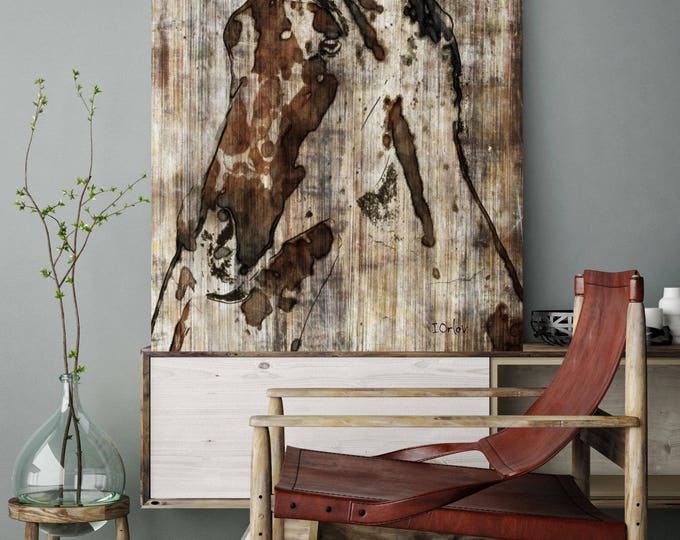 Thumper. Extra Large Horse, Unique Horse Wall Decor, Brown Rustic Horse, Large Contemporary Canvas Art Print up to 72" by Irena Orlov