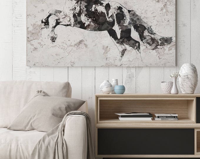 Running Wild Horse 3. Extra Large Horse, Horse Wall Decor, Brown Rustic Horse, Large Contemporary Canvas Art Print up to 81" by Irena Orlov