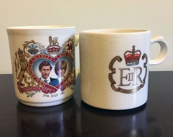 Vintage British Royal Family Commemorative Coffee Cups - Wedding & Silver Jubilee