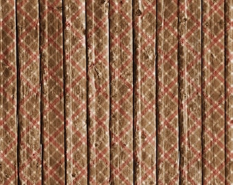 Old Wood PLAID (PL-08) Brown with Wine/Crimson - Top Quality Commercially Printed
