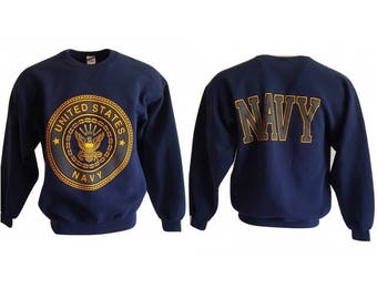 Navy sweatshirt | Etsy