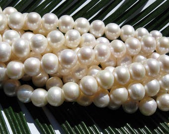 Large hole 12-14mm Yummy round / off round Fresh water pearl Strand free shipping