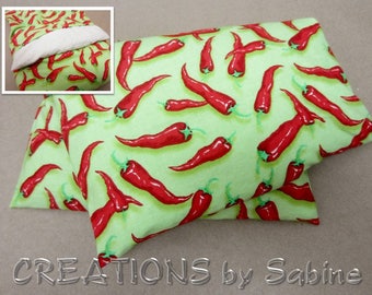 Corn Pillow, Heating Pad Microwavable Pack washable cover therapy green red hot red chili peppers chilis Heat Therapy / READY TO SHIP (497)