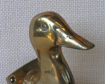 Vintage Brass Duck Wall Hook