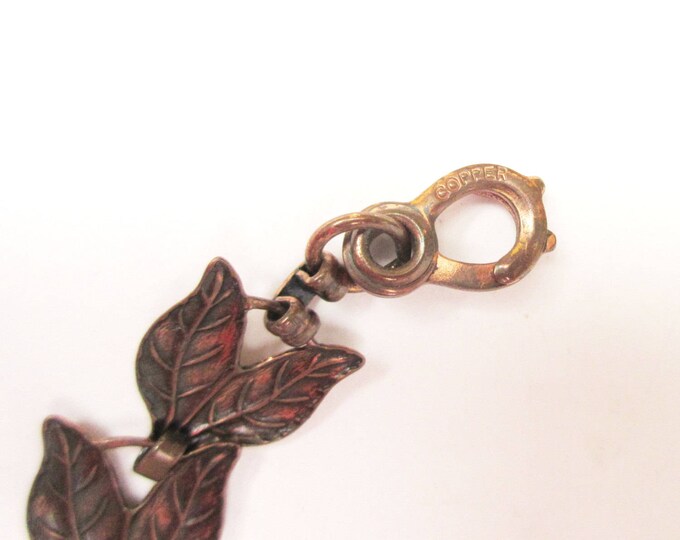 Copper Leaf link Bracelet -Vintage - mid century Modern - bangle