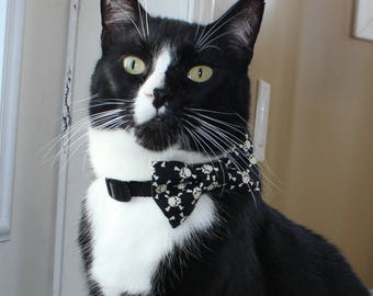 Glow in the Dark Skulls, Bow Tie for Cat or Dog, Pet Clothing, Slide on Collar Accessory, Pet Bowtie, Handmade in Canada, Halloween