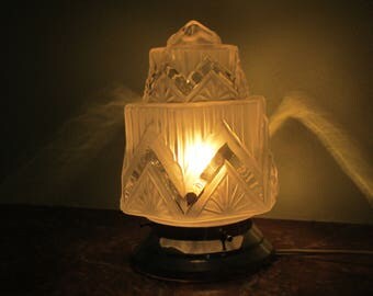 French Art Deco SKYSCRAPER Table Lamp OR Hanging Light Fixture - 1930s-Rich Sculptured Deco Details-Great Condition