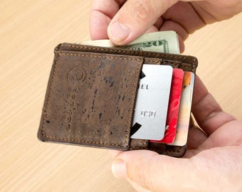 Mens Front Pocket Wallet RFID - Lightweight Cork Wallet for Men - Men's Minimalist Wallet - Thin Wallet - Eco Gifts (CK122)