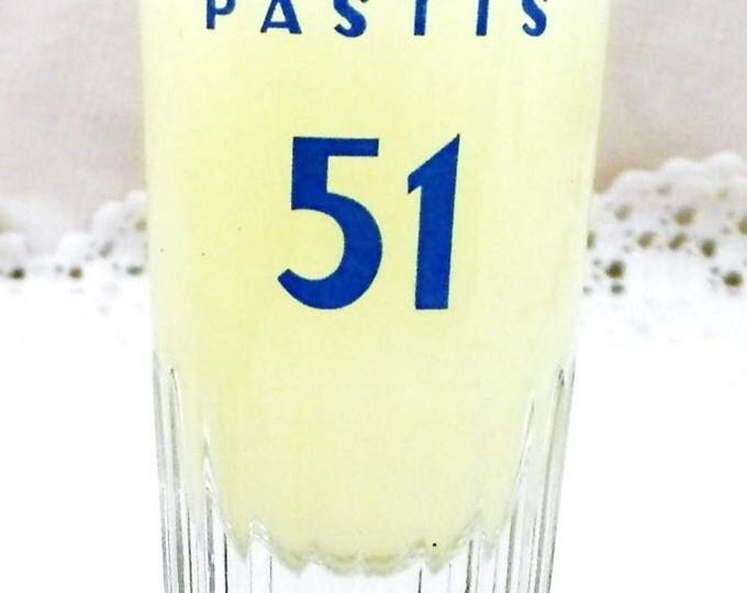 Set 2 Small Vintage French Pastis 51 Glasses, Retro French Cote D'Azur Bistro Decor, Pair Anisette Aperitif Momie or Momiette Glasses