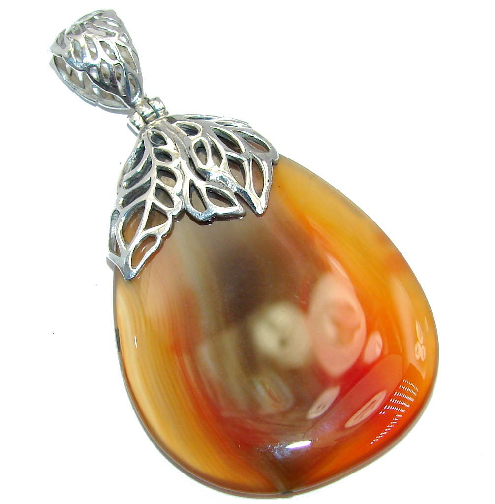 Botswana Agate Sterling Silver Pendant weight 31.80g dim