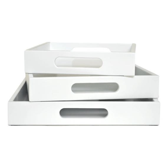 White Serving Tray with Handles Modern Ottoman Tray Coffee