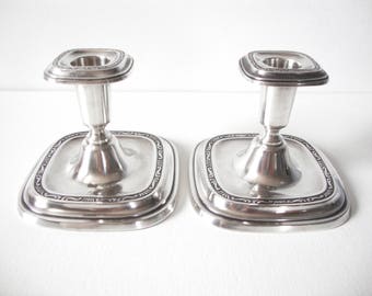 Swedish Pair Of Sterling Silver Candlestick Holders 1960