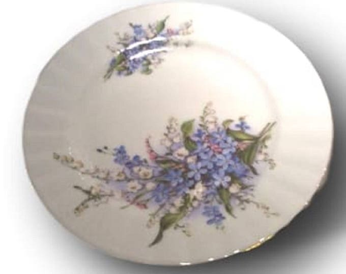 Rohn Porcelain German Plates, Vintage Dishes, Stadtlengsfeld, Germany, Blue and White, Floral Sprays
