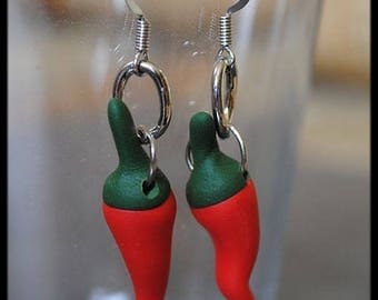 Red pepper in polymer clay earrings
