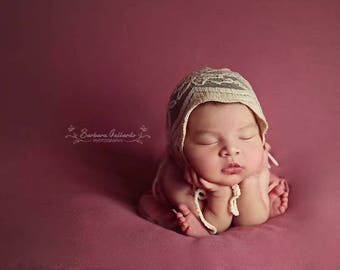 NEW! Newborn hat, Handmade hat,Chrochet, Lace hat, Photography prop, Newborn prop , Hat with bow , Lace bonnet, 0-3months