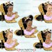 Ballerina Baby Sitting on Gold Shoes Lavender Tutu Pearls Crown | Vintage Baby Girl | 3 Skin Tones | Clipart Instant Download