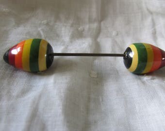 Vintage RAINBOW Color JABOT Screw End Hat PIN Circa 1930's Unmarked Collectible Lapel Pin Accessory All Occasion Gift Bridesmaid Birthday