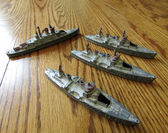 Vintage Tootsie Toy Metal WWII Battleships Lot