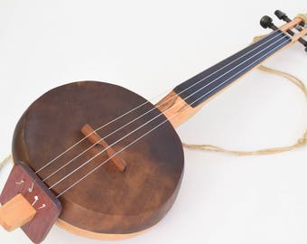 4 String Gourd Ukulele - FREE SHIPPING - Amrosia Maple - Rosewood - Grant Custom Banjos- Handcrafted Fretless Old Time Mountain Instrument