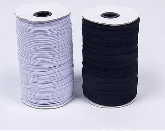 ELASTIC Sewing Braided Roll White Black DIY Headbands 3mm 5mm 6mm 8mm 10mm 12mm wide Pick